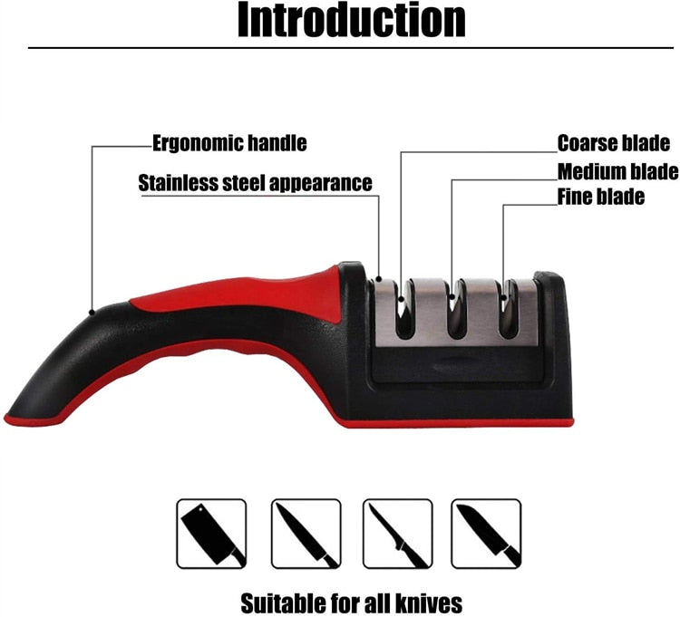 Stainless Steel 3-Stage Knife Sharpening Tool