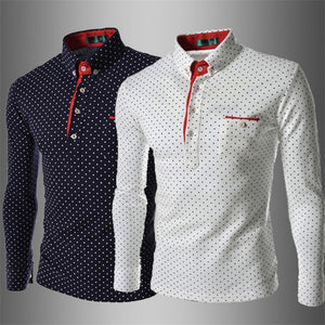 New Spring Fashion Men's Long Sleeve Polo Shirt
