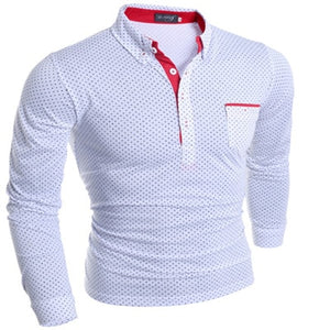 New Spring Fashion Men's Long Sleeve Polo Shirt