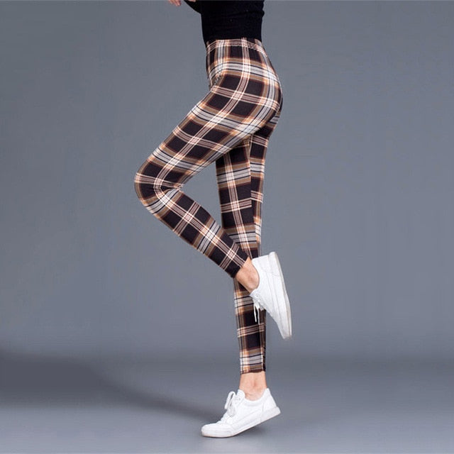 Plaid Leggings - Fashion Fitness Sexy Pants Push Up Leggings