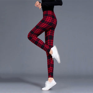 Plaid Leggings - Fashion Fitness Sexy Pants Push Up Leggings