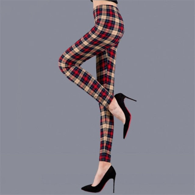 Plaid Leggings - Fashion Fitness Sexy Pants Push Up Leggings