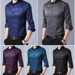 Casual Spring Luxury Plaid Long Sleeve Slim Fit Shirt