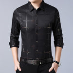 Casual Spring Luxury Plaid Long Sleeve Slim Fit Shirt